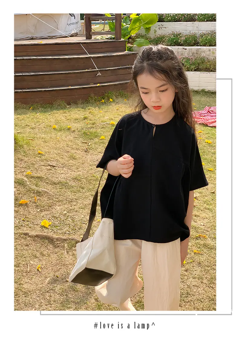 Girls Cotton Loose Top Suit Summer Wear Korean Style — feature 14
