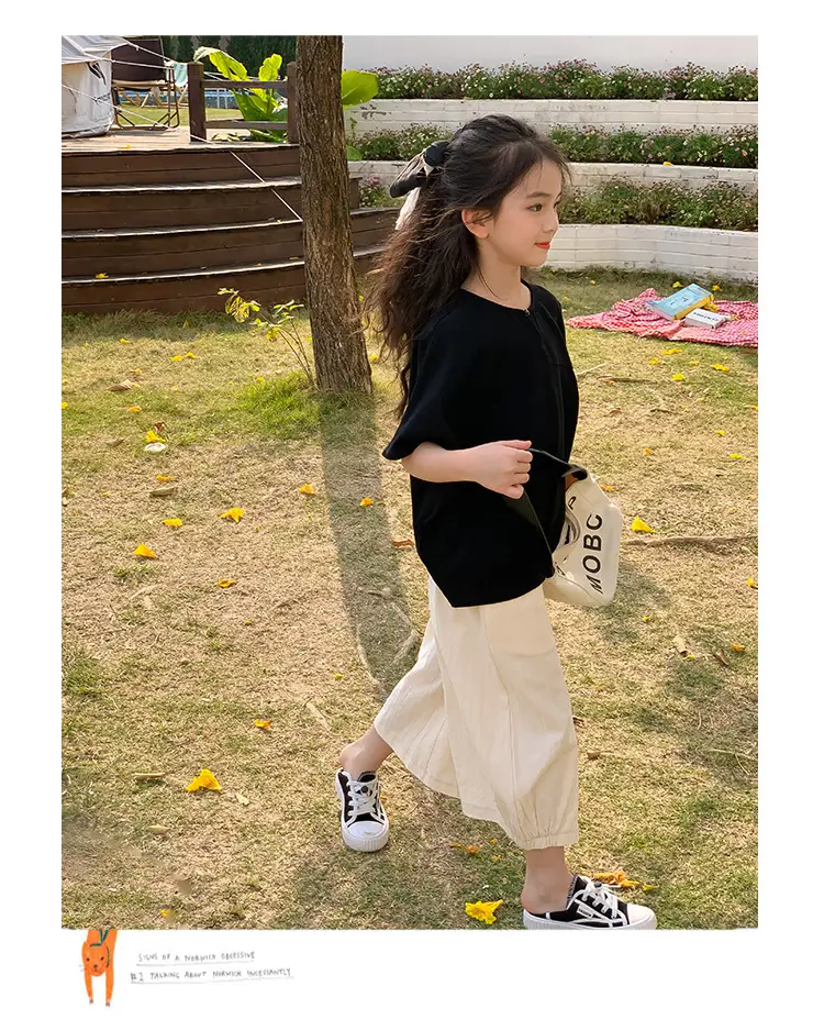 Girls Cotton Loose Top Suit Summer Wear Korean Style — feature 15