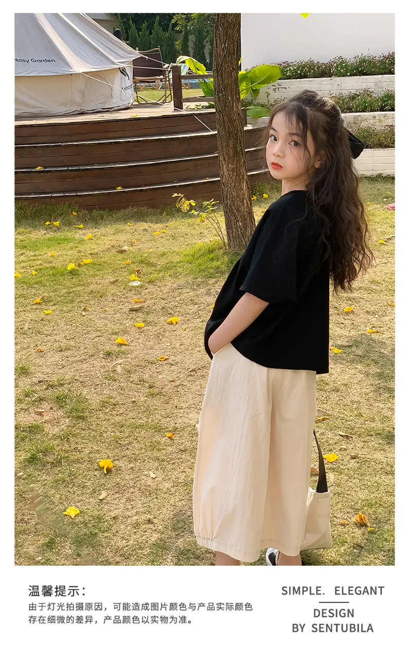 Girls Cotton Loose Top Suit Summer Wear Korean Style — feature 17