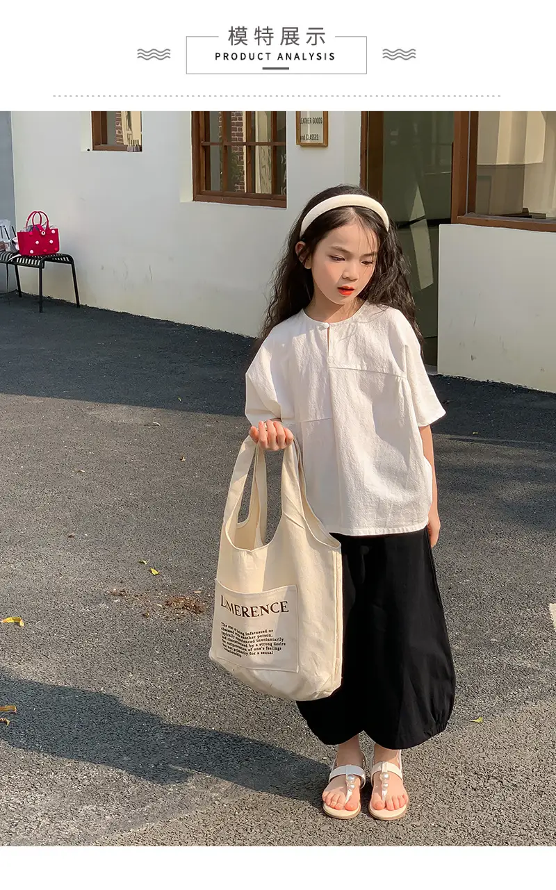 Girls Cotton Loose Top Suit Summer Wear Korean Style — feature 2