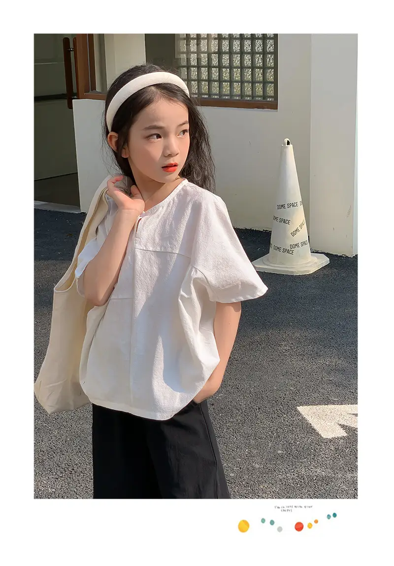 Girls Cotton Loose Top Suit Summer Wear Korean Style — feature 3