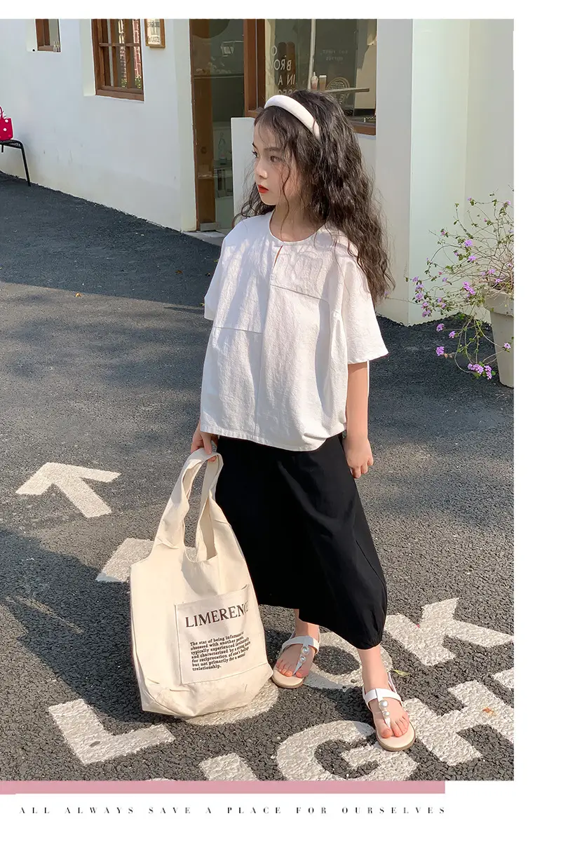 Girls Cotton Loose Top Suit Summer Wear Korean Style — feature 7