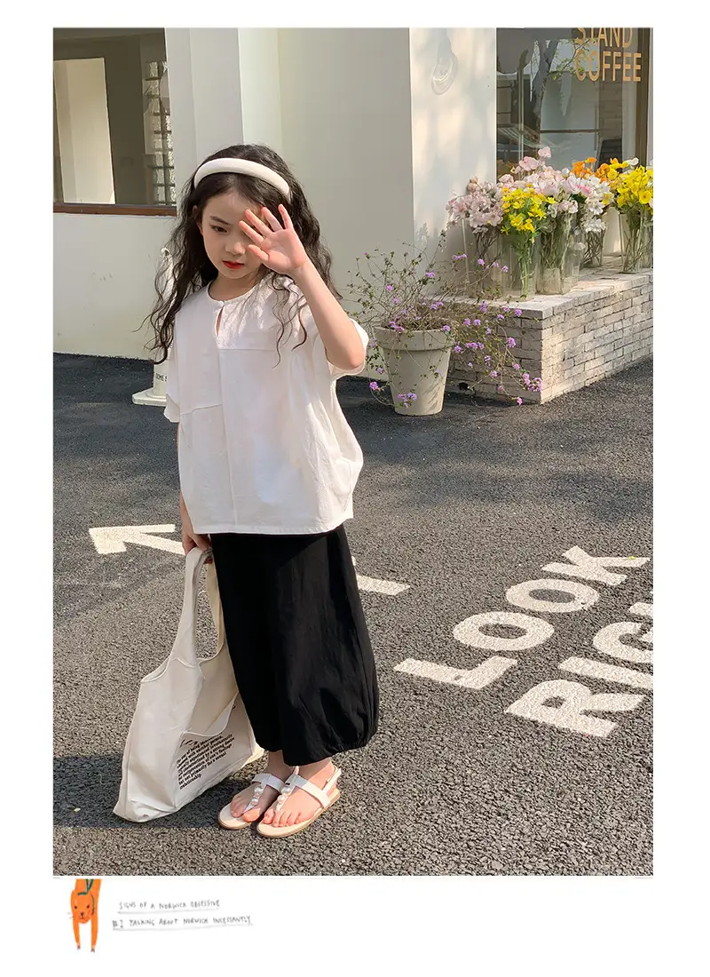 Girls Cotton Loose Top Suit Summer Wear Korean Style — feature 8