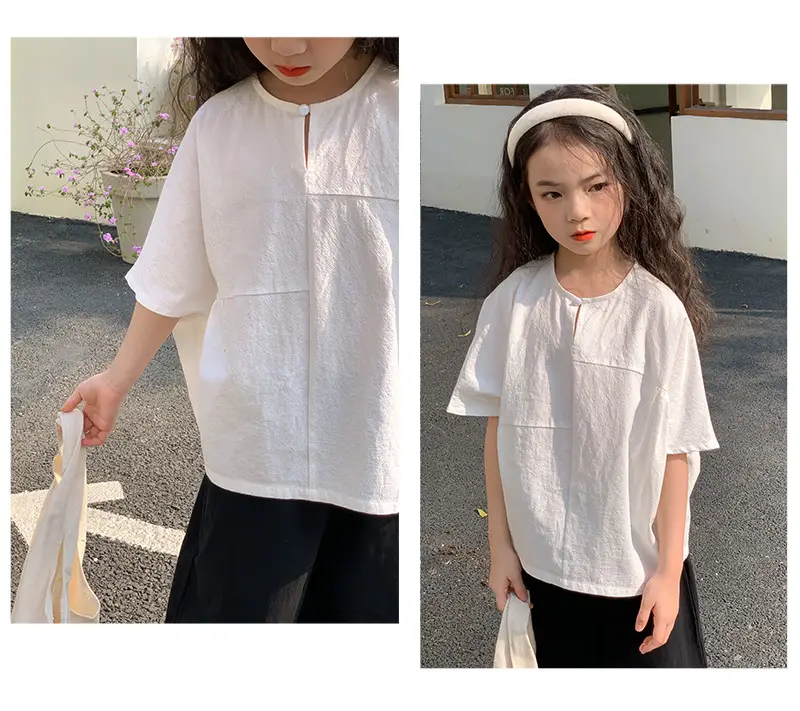 Girls Cotton Loose Top Suit Summer Wear Korean Style — feature 9