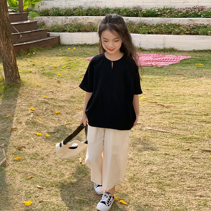 Girls Cotton Loose Top Suit Summer Wear Korean Style - Image 2