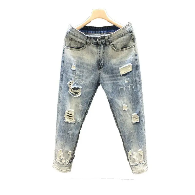 Men Ripped Cropped Jeans 2023 New Style - Image 6