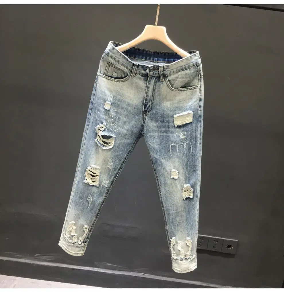 Men Ripped Cropped Jeans 2023 New Style — feature 10