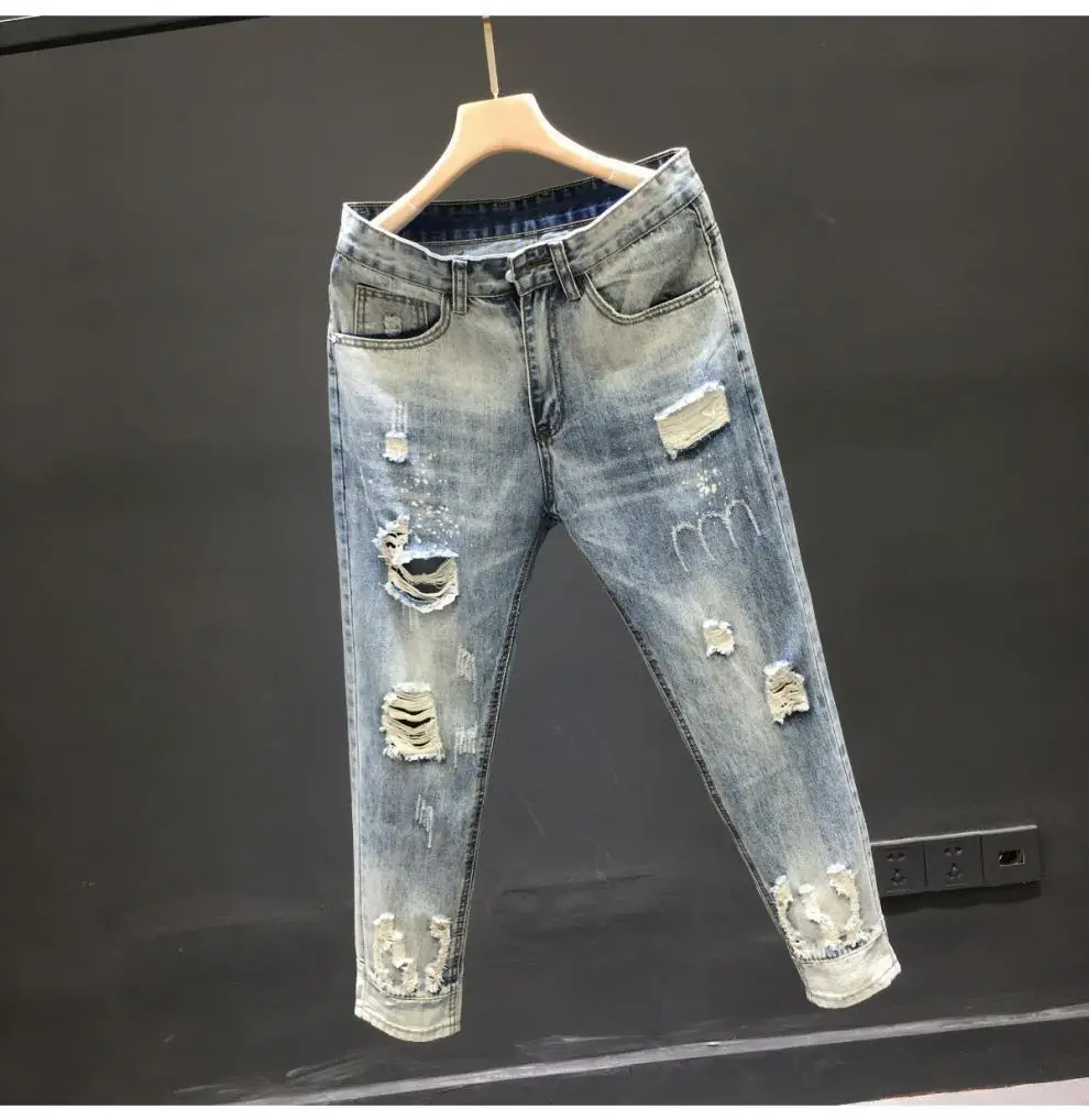 Men Ripped Cropped Jeans 2023 New Style — feature 11