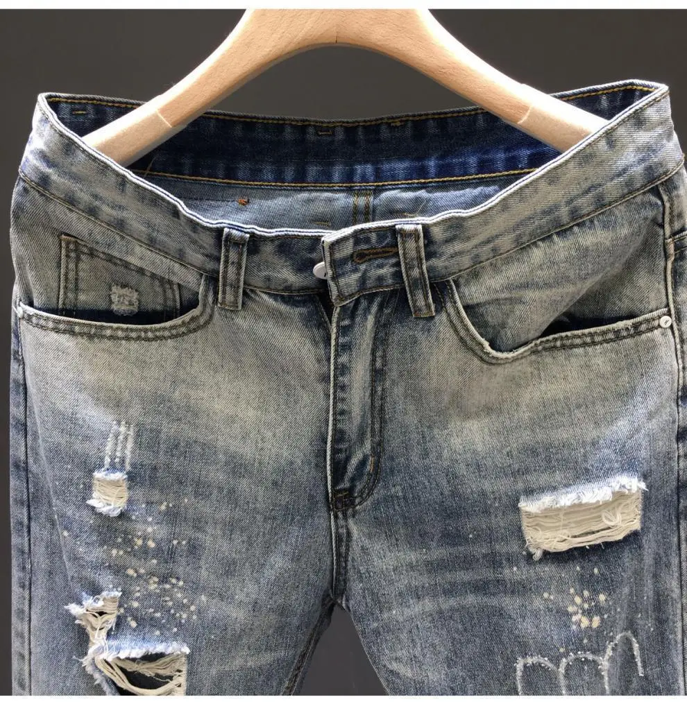 Men Ripped Cropped Jeans 2023 New Style — feature 14