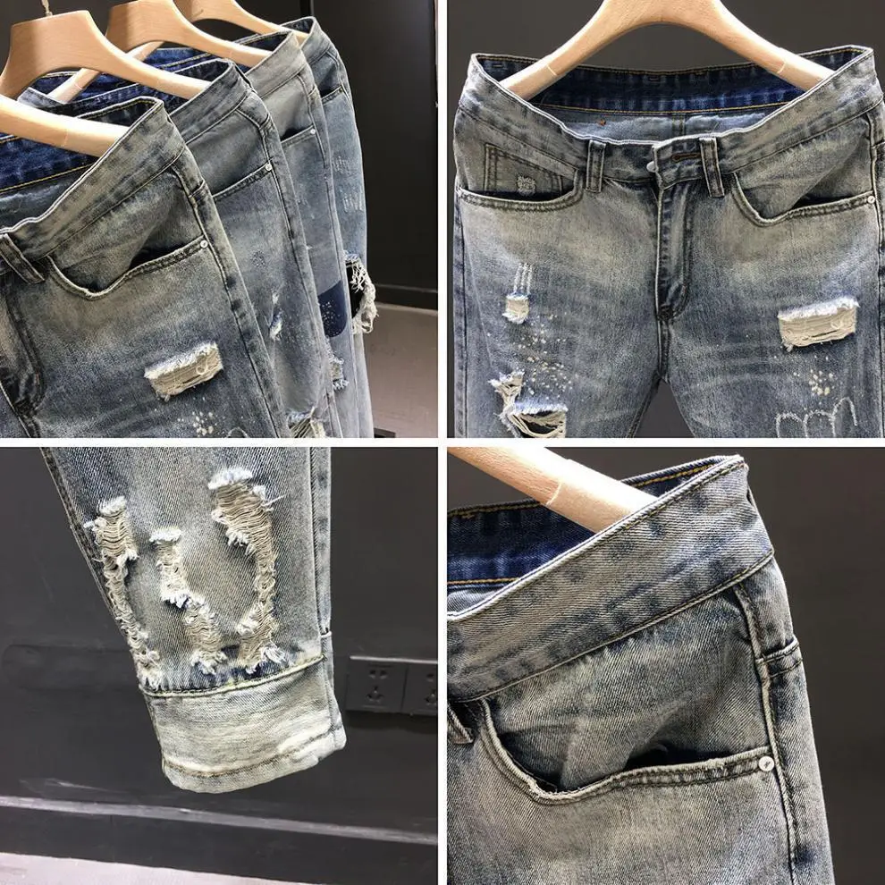 Men Ripped Cropped Jeans 2023 New Style — feature 2