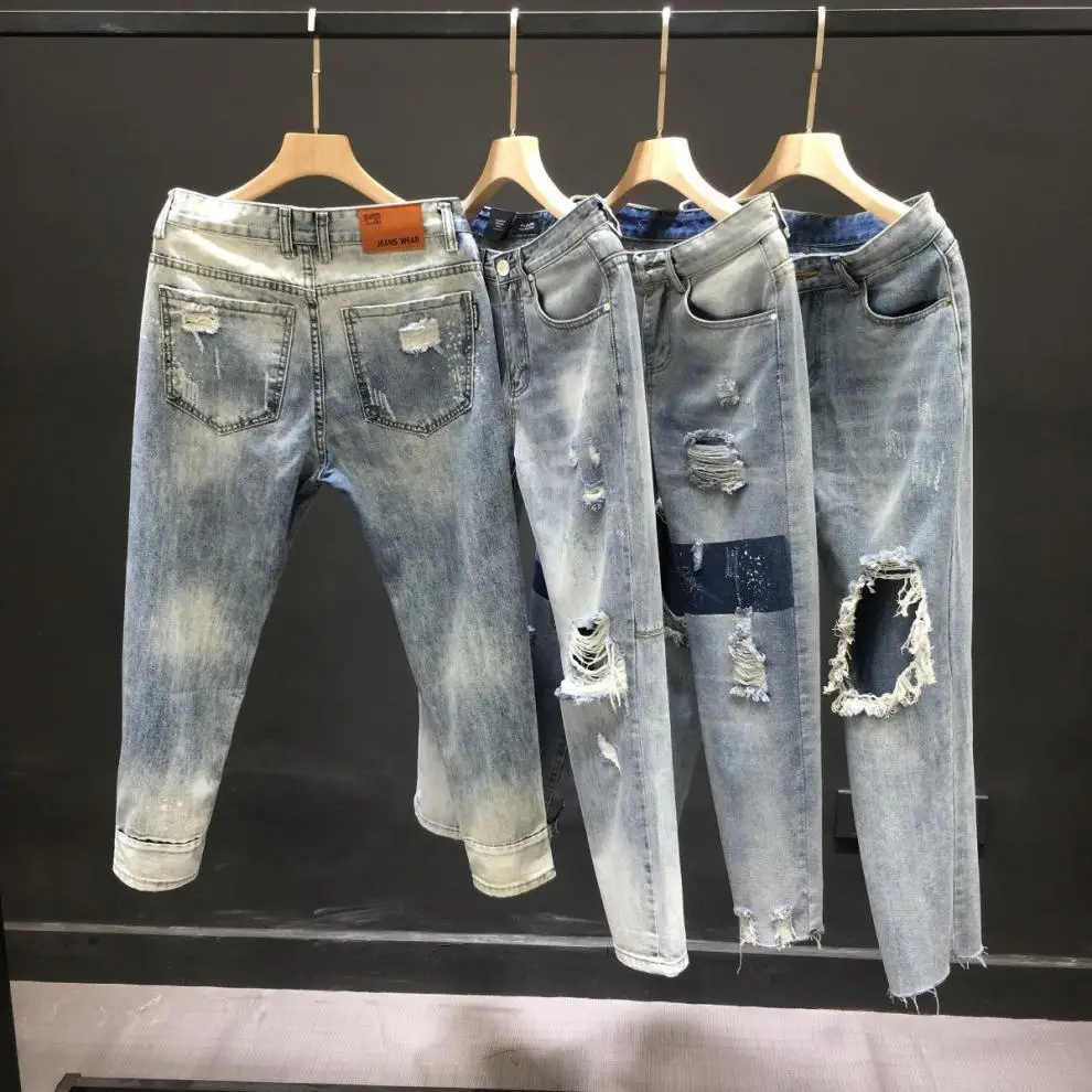 Men Ripped Cropped Jeans 2023 New Style — feature 3
