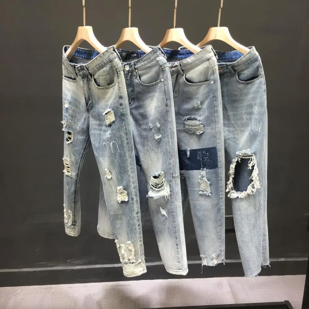 Men Ripped Cropped Jeans 2023 New Style — feature 4
