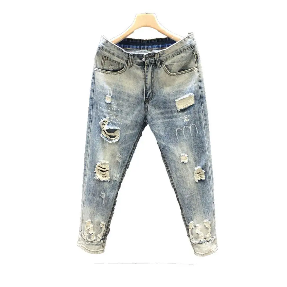 Men Ripped Cropped Jeans 2023 New Style — feature 5