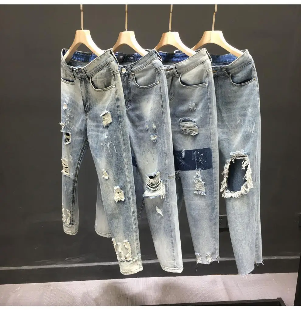 Men Ripped Cropped Jeans 2023 New Style — feature 6