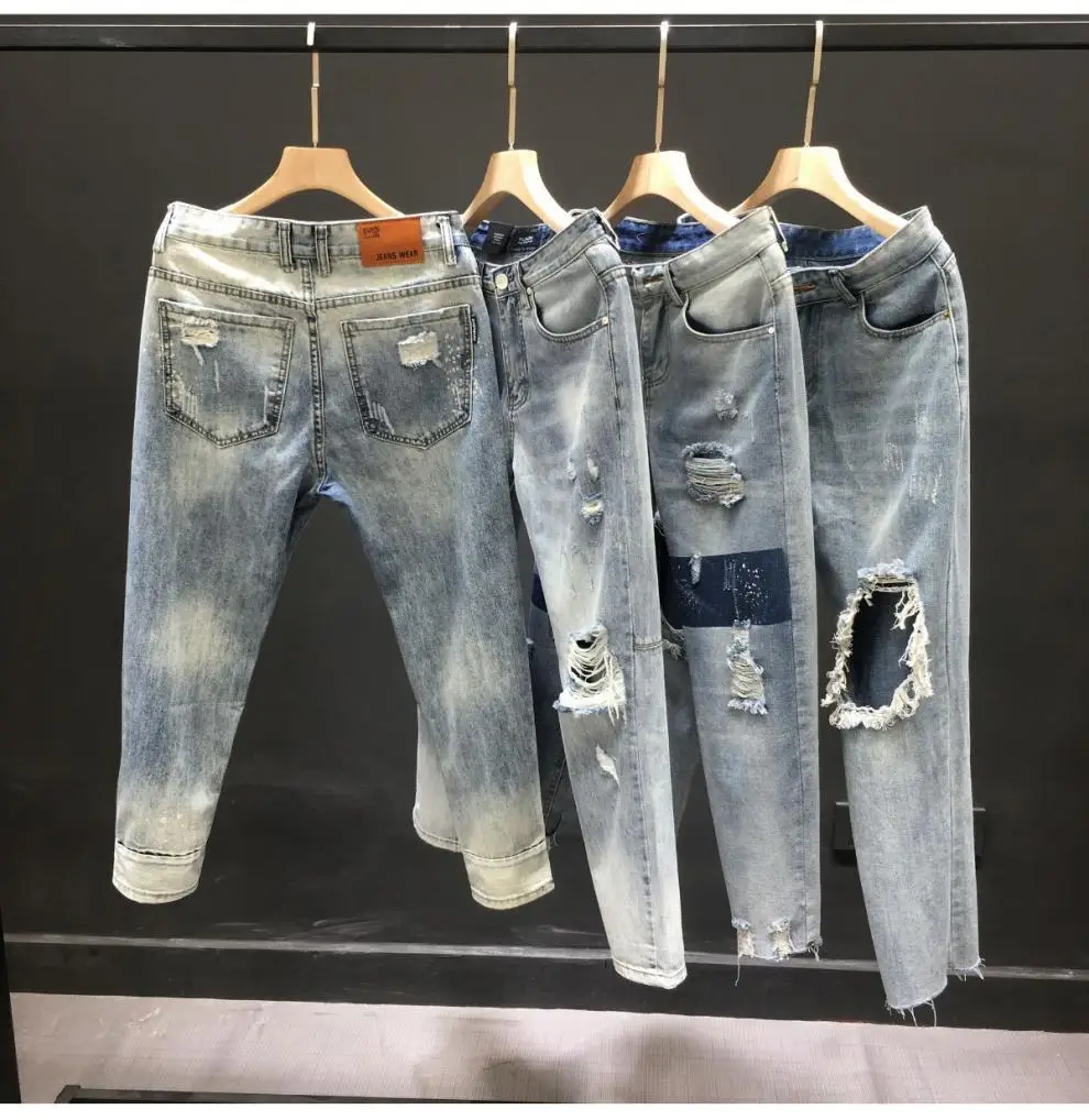 Men Ripped Cropped Jeans 2023 New Style — feature 7