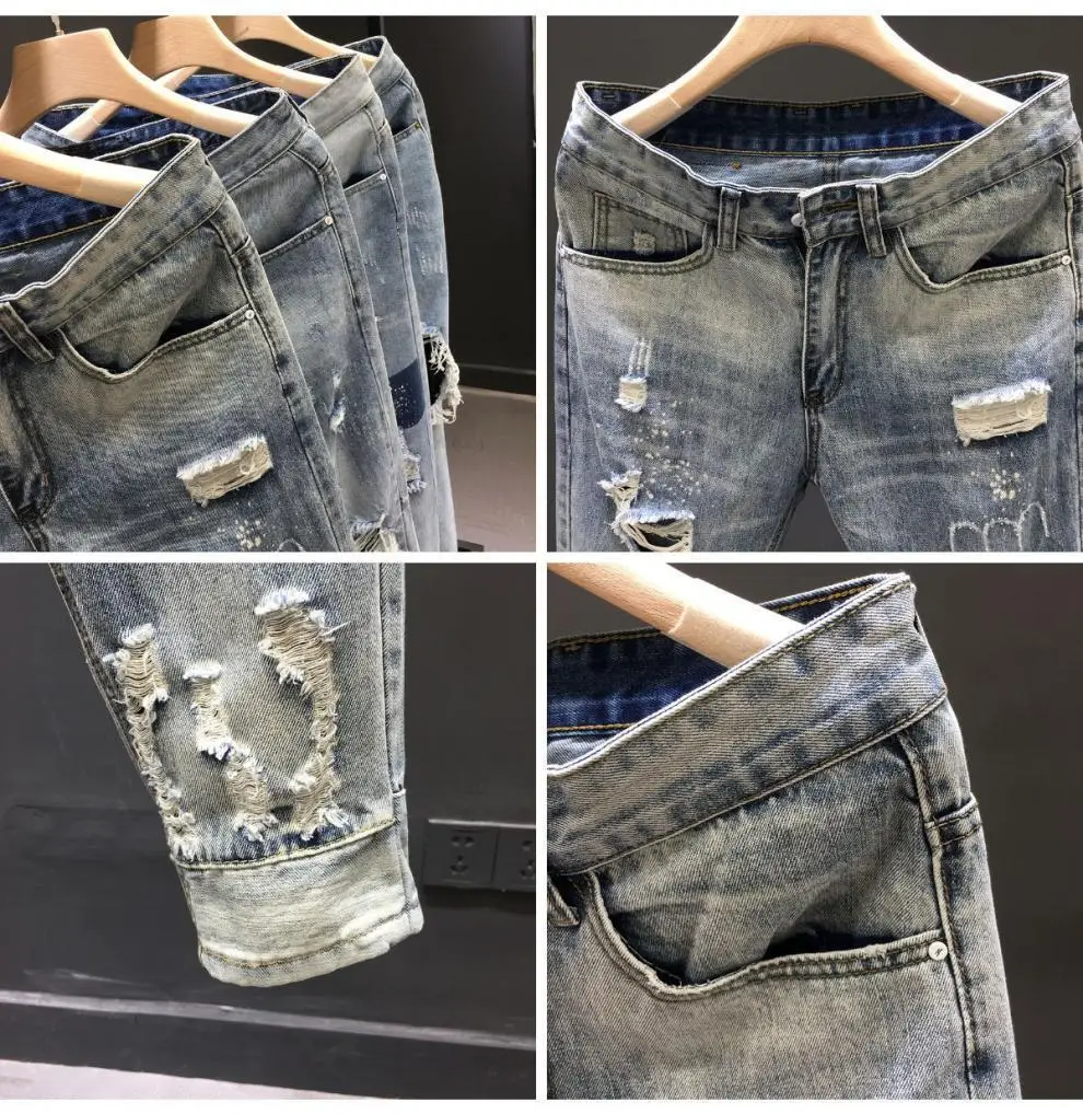 Men Ripped Cropped Jeans 2023 New Style — feature 8