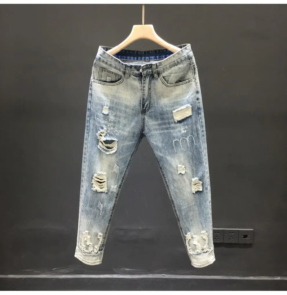 Men Ripped Cropped Jeans 2023 New Style — feature 9