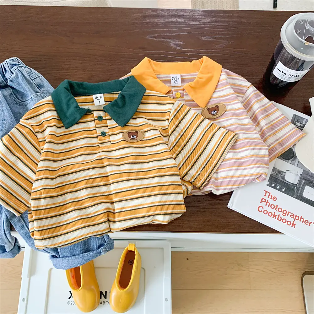 Children's Striped Polo Top Set Summer Casual Huzhou - Image 3