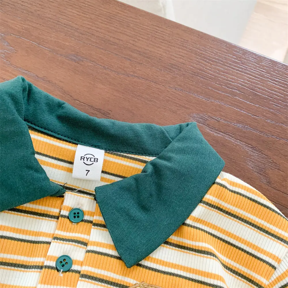 Children's Striped Polo Top Set Summer Casual Huzhou - Image 4