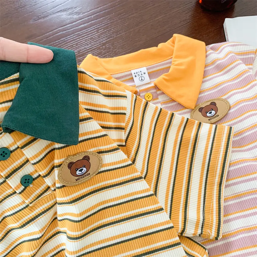 Children's Striped Polo Top Set Summer Casual Huzhou — feature 10