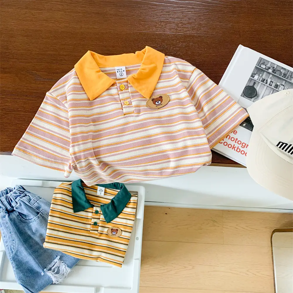 Children's Striped Polo Top Set Summer Casual Huzhou — feature 11