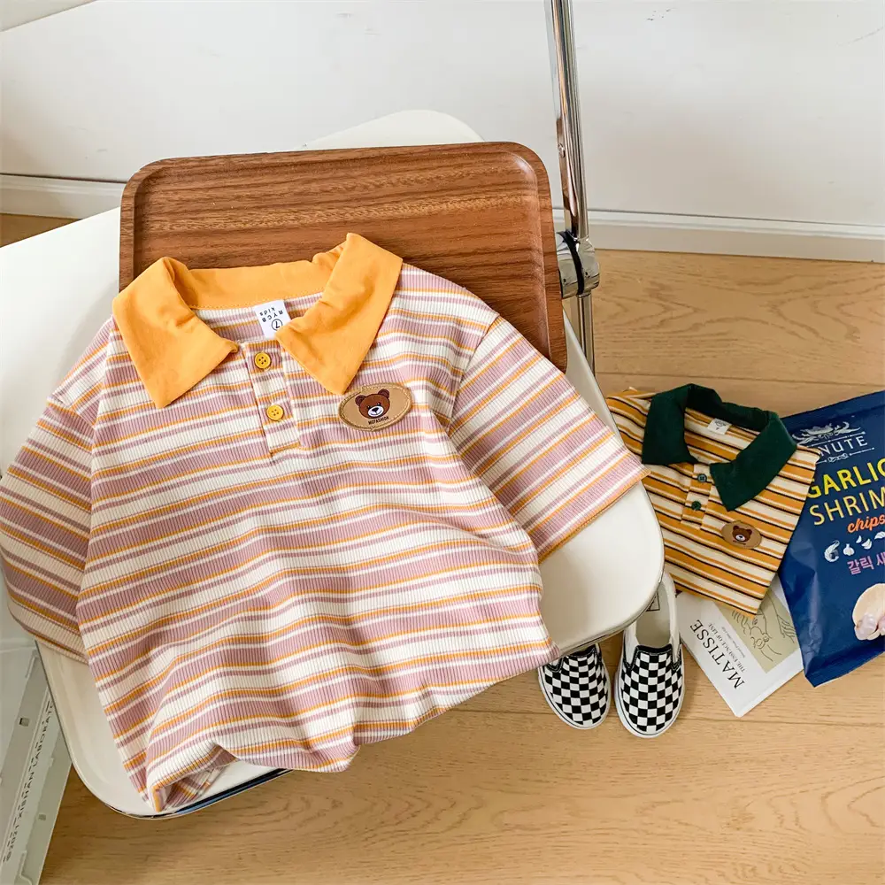 Children's Striped Polo Top Set Summer Casual Huzhou — feature 12