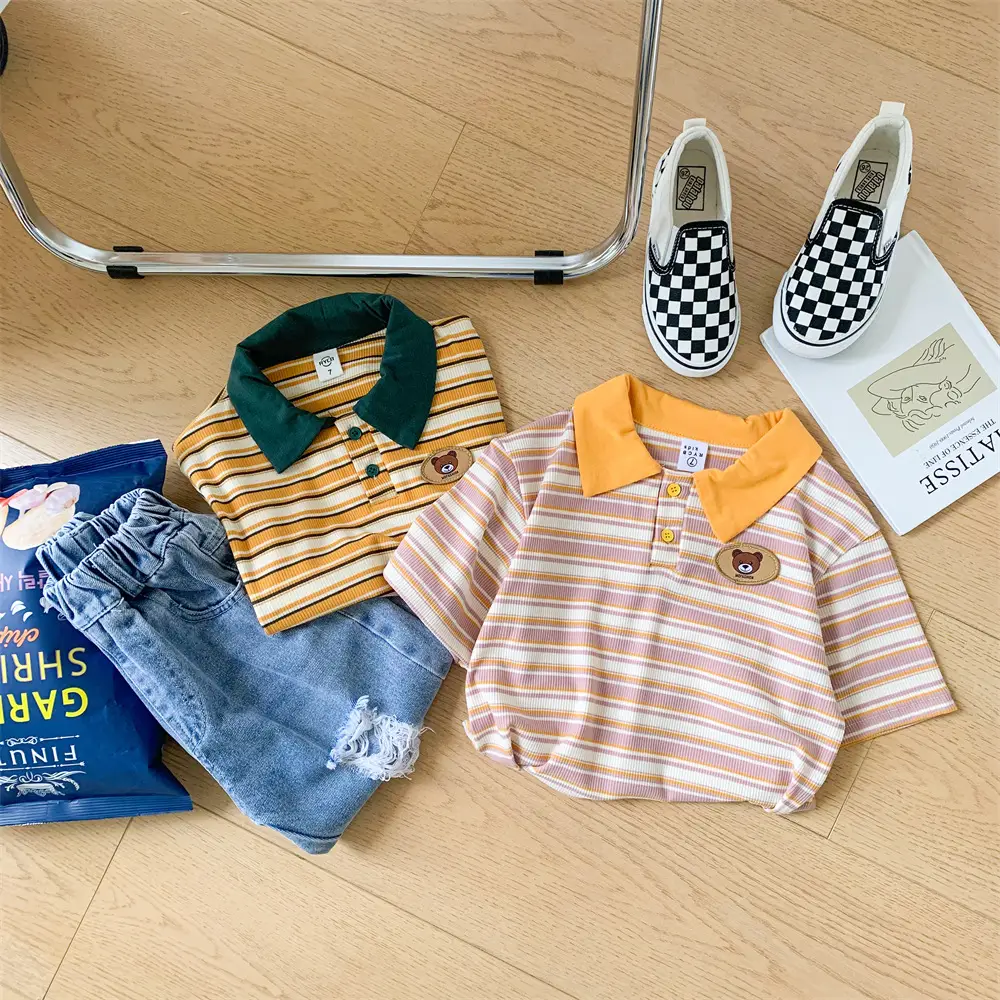 Children's Striped Polo Top Set Summer Casual Huzhou — feature 13