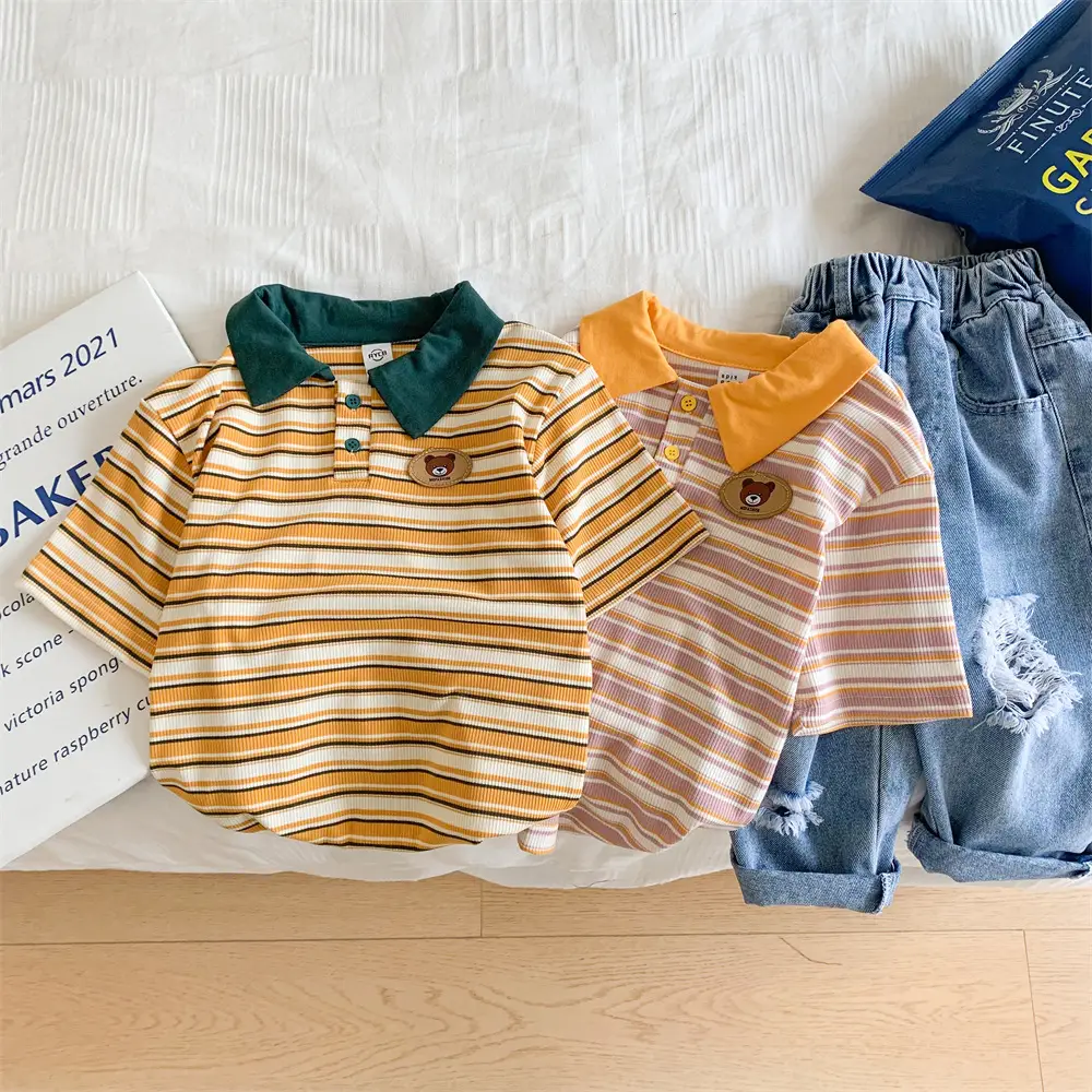 Children's Striped Polo Top Set Summer Casual Huzhou — feature 14