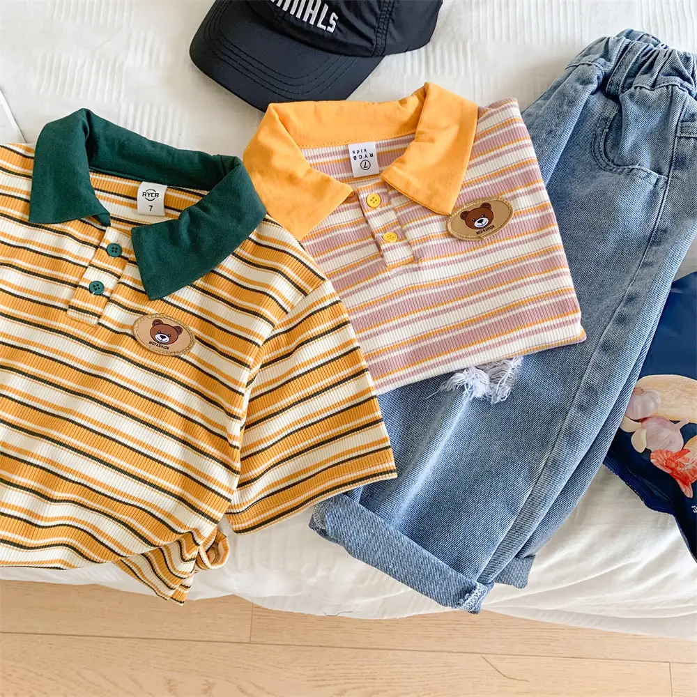 Children's Striped Polo Top Set Summer Casual Huzhou — feature 16