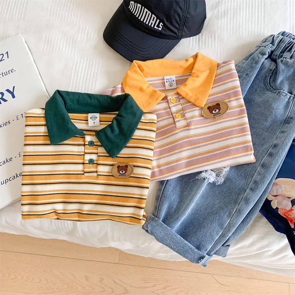 Children's Striped Polo Top Set Summer Casual Huzhou — feature 17