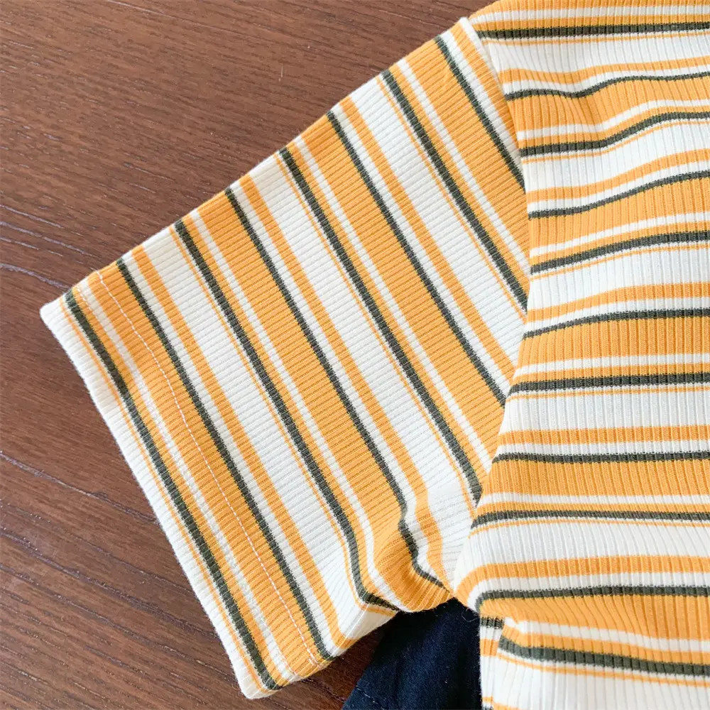 Children's Striped Polo Top Set Summer Casual Huzhou — feature 5