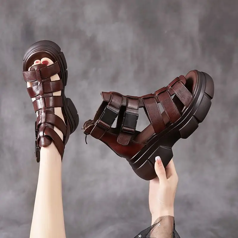 Black Cut Out Wedge Sandals for Women 2023 - Image 5