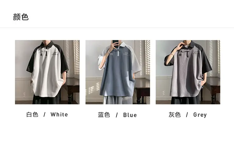 Men Waffle Polo Shirt Grey Black Niche Design — feature 2