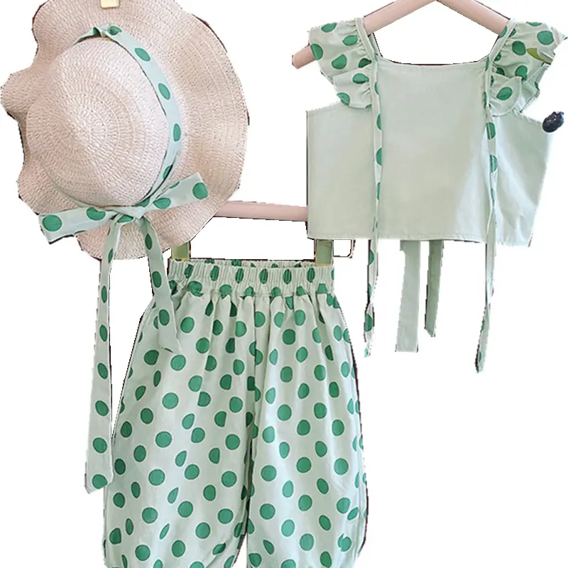 Girls Sleeveless Polka Dot Suit 2024 - Image 5