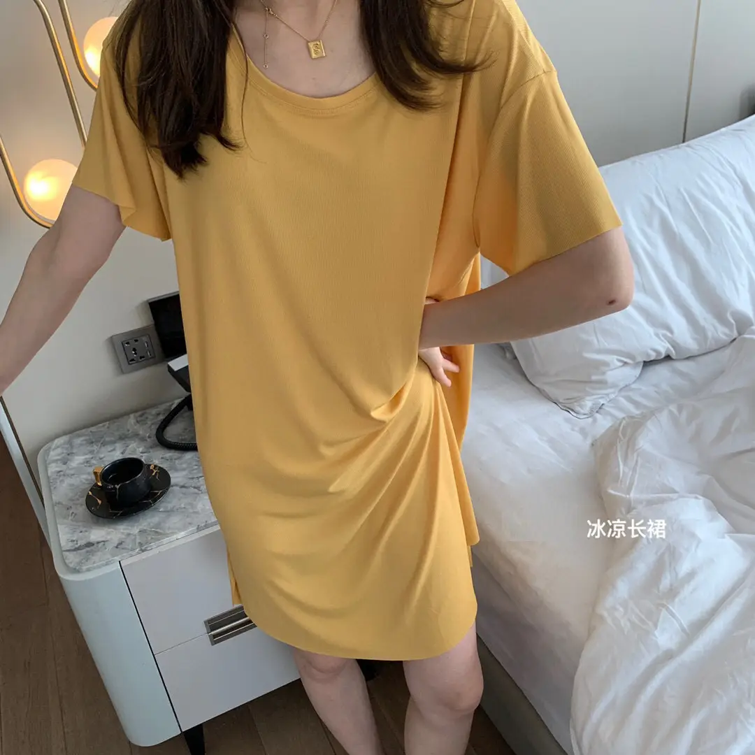 Women Ice Silk Long Dress Summer Casual Home Wear - Image 8