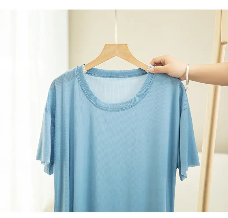 Women Ice Silk Long Dress Summer Casual Home Wear — feature 5