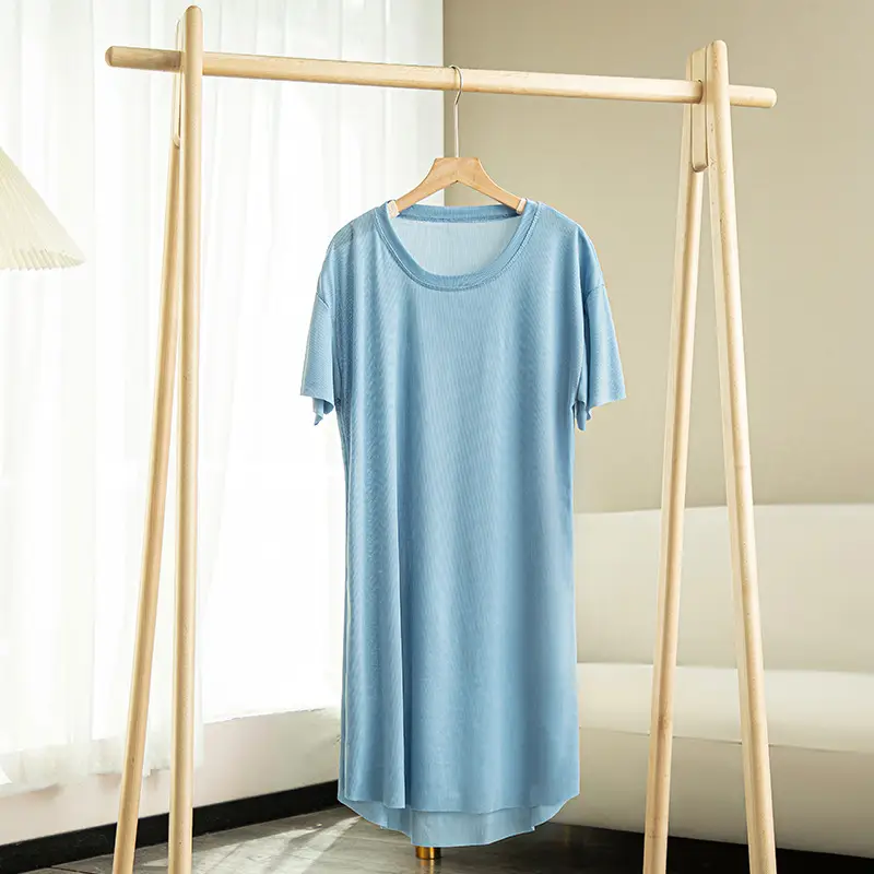 Women Ice Silk Long Dress Summer Casual Home Wear - Image 2