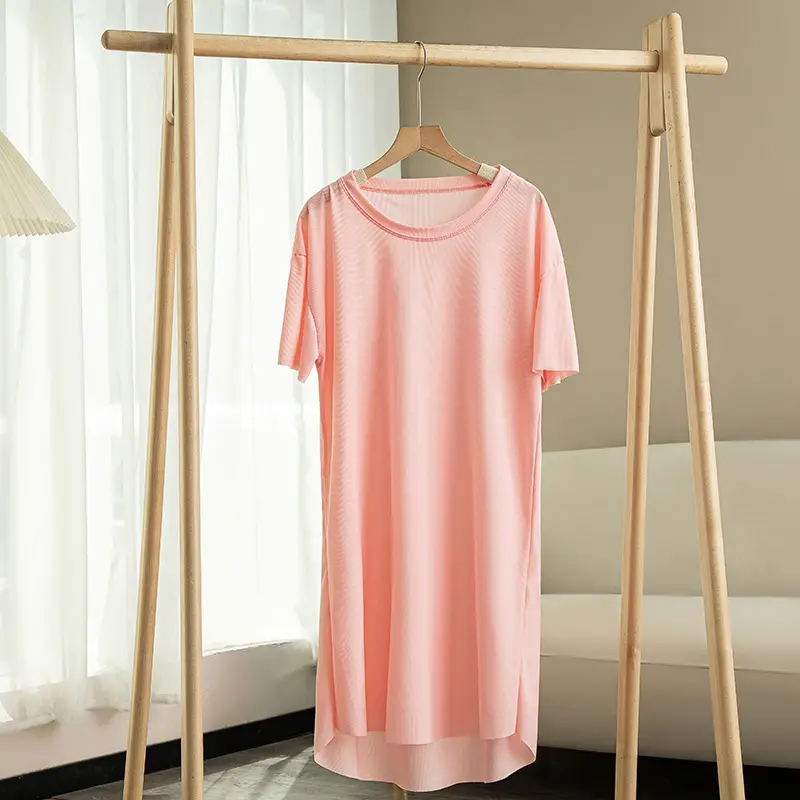 Women Ice Silk Long Dress Summer Casual Home Wear - Image 3