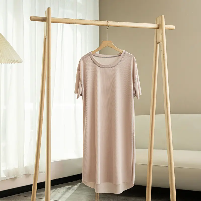 Women Ice Silk Long Dress Summer Casual Home Wear - Image 4