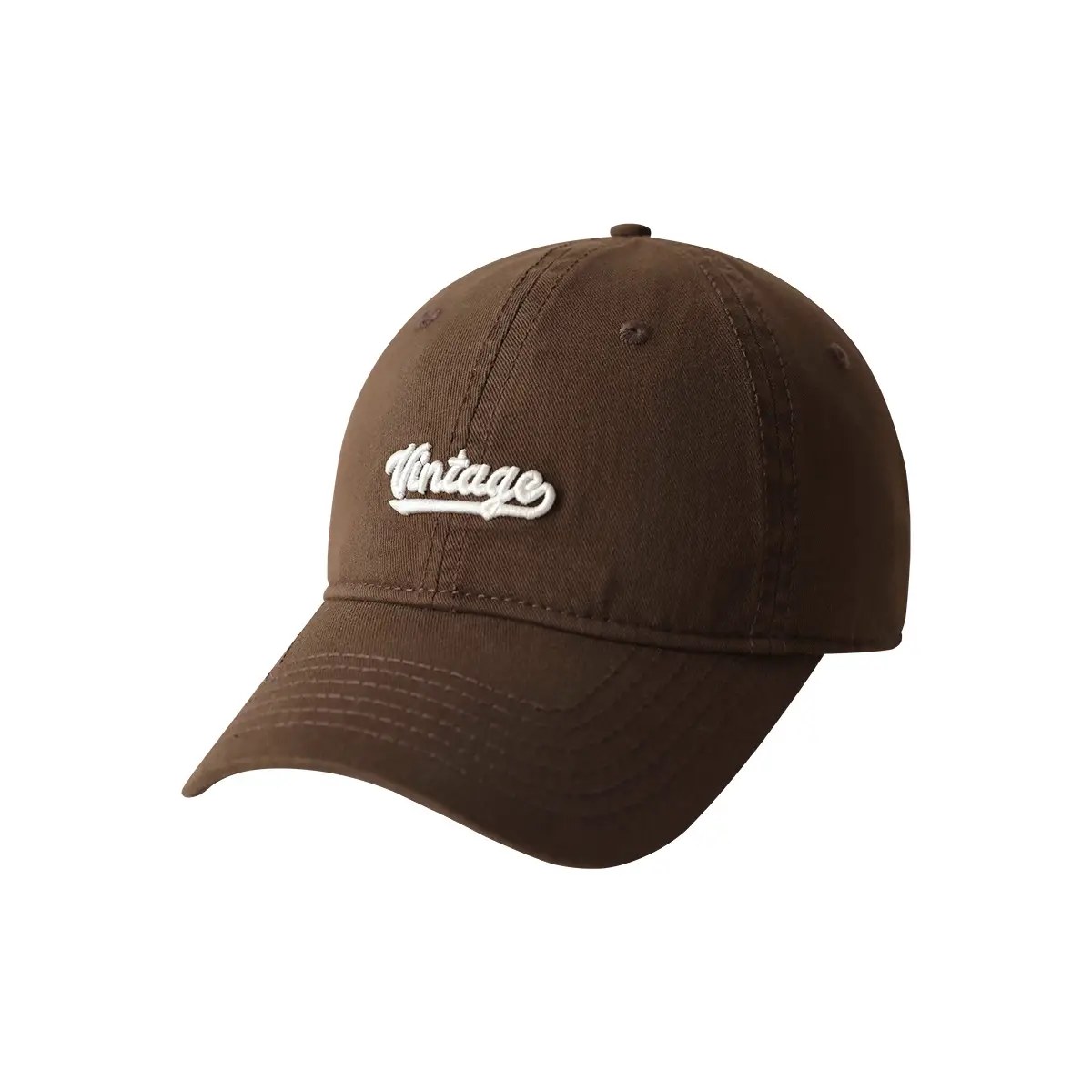 Men's Beige Vintage Red Embroidered Cap - Image 15