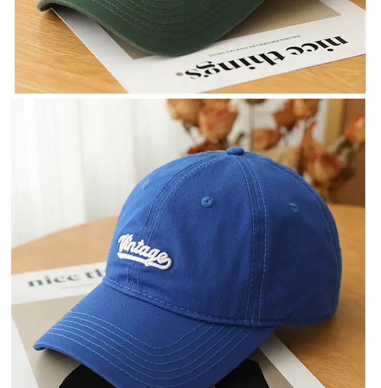 Men's Beige Vintage Red Embroidered Cap — feature 10