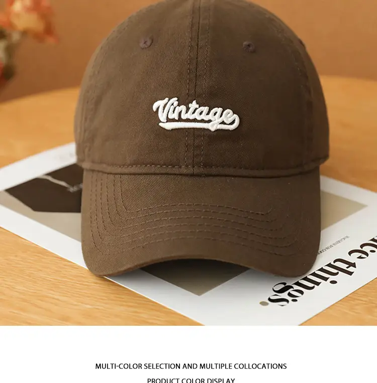 Men's Beige Vintage Red Embroidered Cap — feature 16