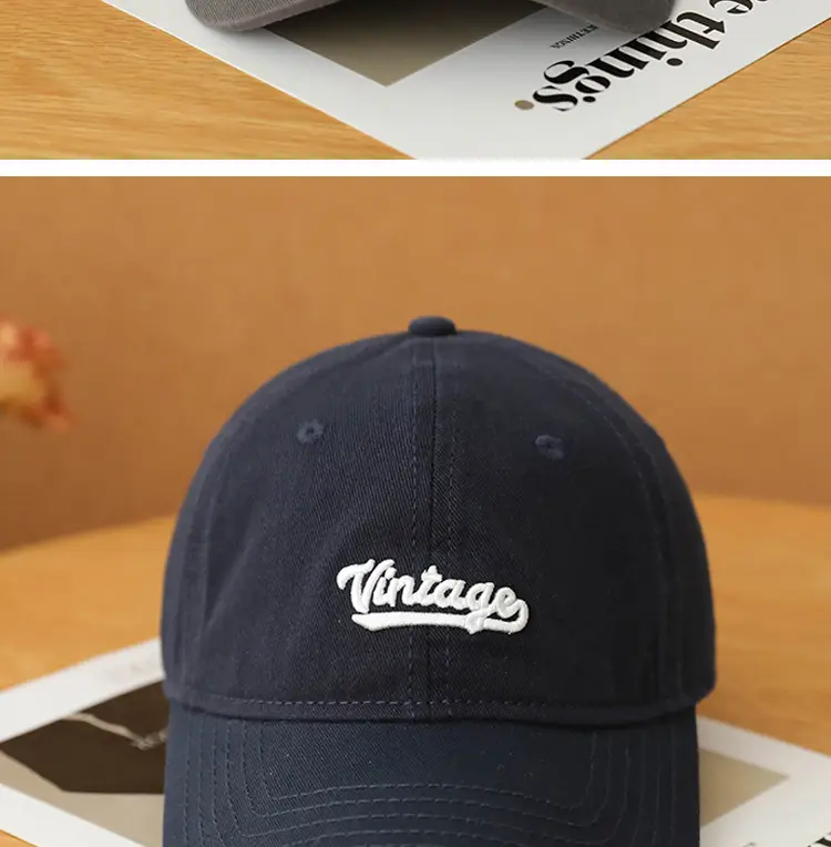Men's Beige Vintage Red Embroidered Cap — feature 19
