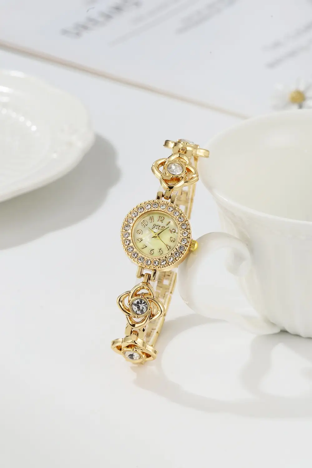 Ladies Rhinestone Bracelet Watch with Heart Charm — feature 4