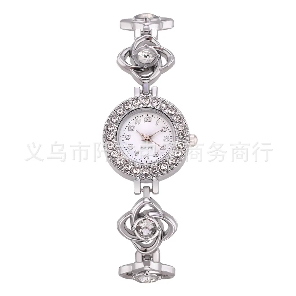 Ladies Rhinestone Bracelet Watch with Heart Charm - Image 2