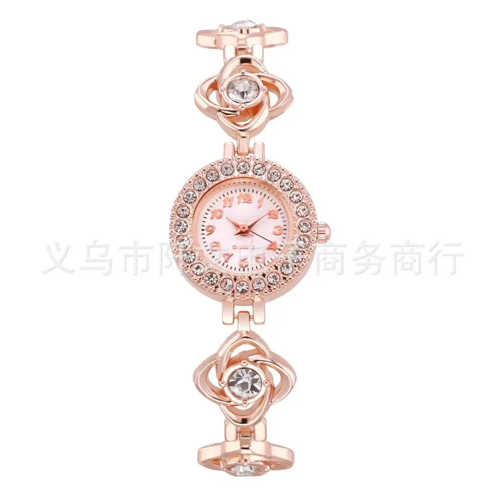 Ladies Rhinestone Bracelet Watch with Heart Charm - Image 3