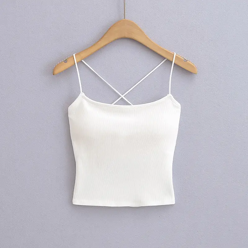 Women's White Cross Back Camisole Vest 2023 Summer