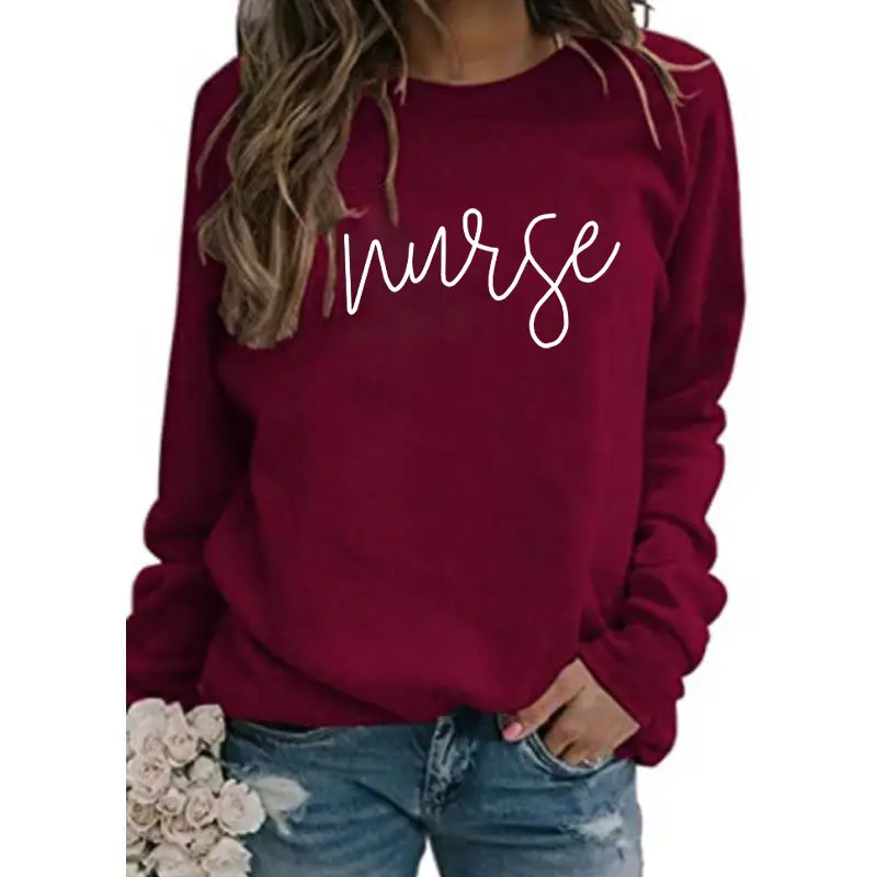 Nurse Printed Green Sweatshirt Plus Size Loose Fit — feature 19