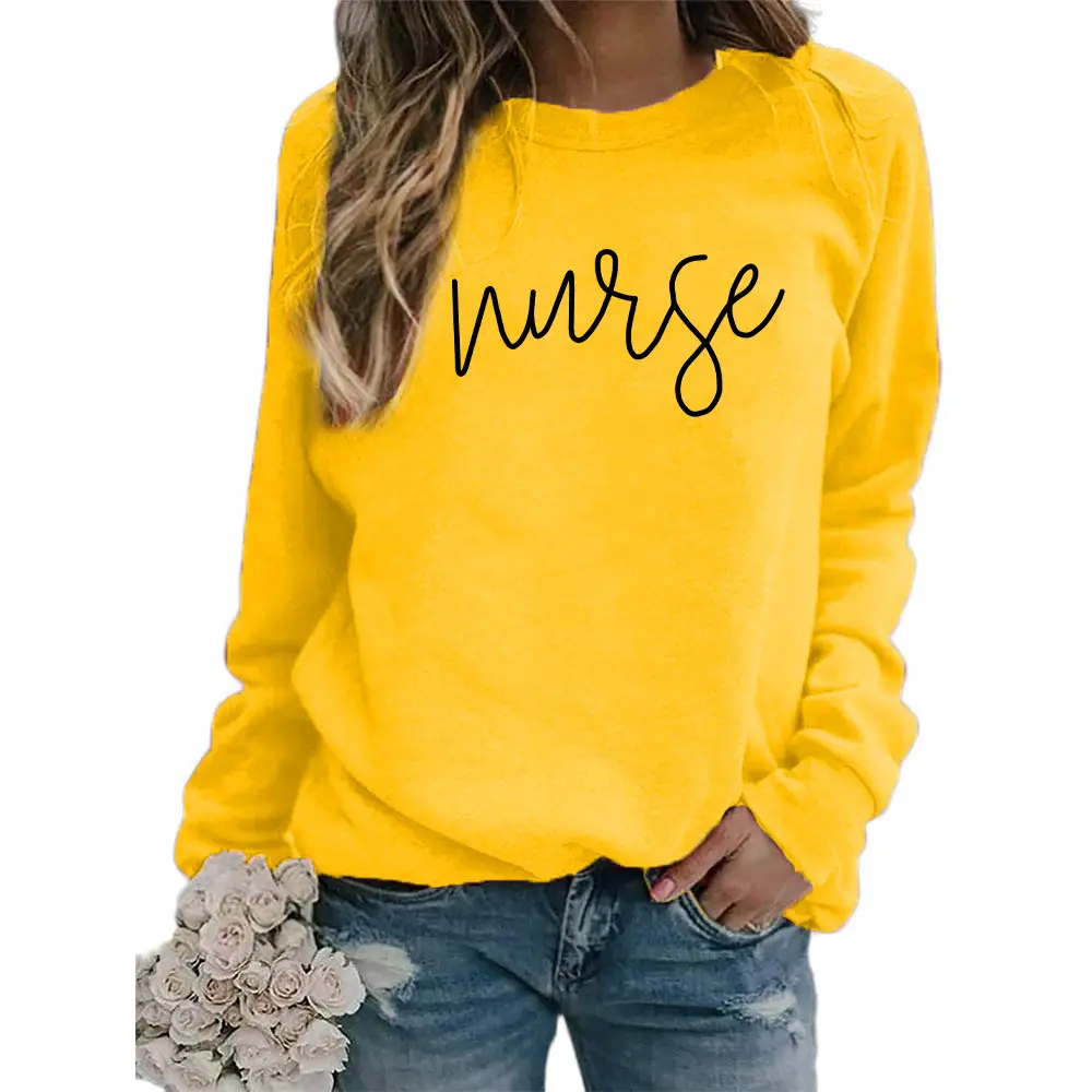 Nurse Printed Green Sweatshirt Plus Size Loose Fit — feature 23