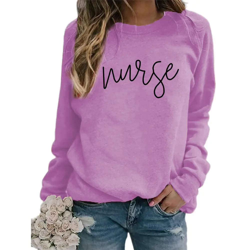 Nurse Printed Green Sweatshirt Plus Size Loose Fit — feature 13